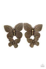 Be Adored Jewelry Blushing Butterflies Brass Paparazzi Earring