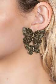Be Adored Jewelry Blushing Butterflies Brass Paparazzi Earring