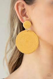 Be Adored Jewelry Circulate The Room Yellow Paparazzi Post Earring