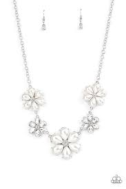 Be Adored Jewelry Fiercely Flowering White Paparazzi Necklace