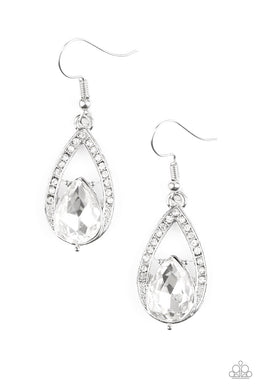 Gatsby Grandeur - Paparazzi White Earring - Be Adored Jewelry