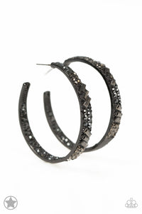 Paparazzi Glitz by Association - Black Hoop Earring - Be Adored Jewelry