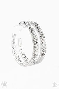 Paparazzi Glitz by Association - White Hoop Earring - Be Adored Jewelry