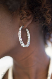 Paparazzi Glitz by Association - White Hoop Earring - Be Adored Jewelry