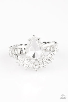 Paparazzi Accessories If The Crown Fit - White Ring - Be Adored Jewelry