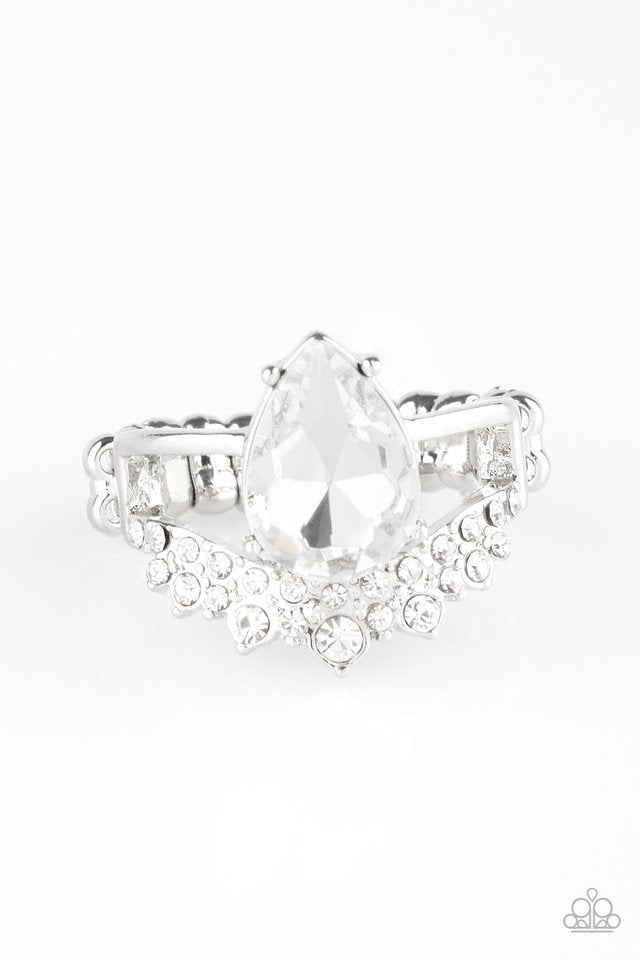 Paparazzi Accessories If The Crown Fit - White Ring - Be Adored Jewelry