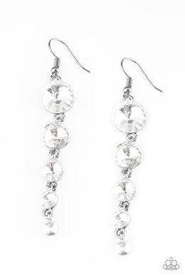 Paparazzi Accessories Raining Rhinestones - White Earring - Be Adored Jewelry