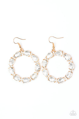Paparazzi Accessories Ring Around The Rhinestones - Gold Earring - Be Adored Jewelry