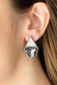 Be Adored Jewelry Risky Razzle Silver Paparazzi Earring
