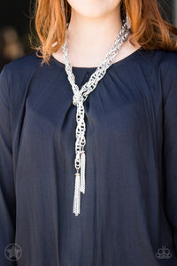 Paparazzi Accessories SCARFed for Attention - Silver Necklace Blockbuster - Be Adored Jewelry