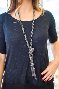 Paparazzi Accessories SCARFed for Attention - Gunmetal Necklace Blockbuster - Be Adored Jewelry