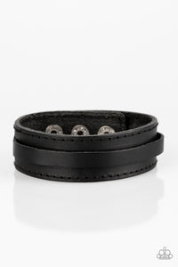 Paparazzi Accessories Scenic Scout - Black Urban Leather Bracelet - Be Adored Jewelry