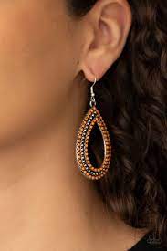 Be Adored Jewelry Tear Tracks Orange Paparazzi Earring 