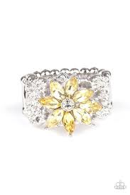 Be Adored Jewelry Brilliantly Blooming Yellow Paparazzi Ring 