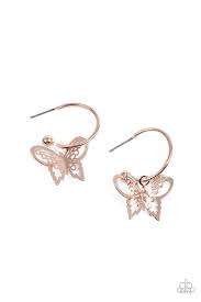 Be Adored Jewelry Butterfly Freestyle Rose Gold Paparazzi Hoop Earring