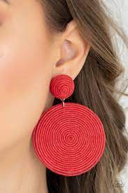 Be Adored Jewelry Circulate The Room Red Paparazzi Post Earring