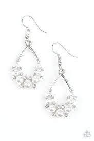 Be Adored Jewelry fancy first white Paparazzi earring