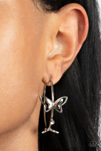 Load image into Gallery viewer, Full Out Flutter White Paparazzi Hoop Earring