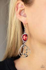 Be Adored Jewelry Galactic Drama Red Paparazzi Earring