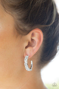 Glitter Galaxy - Paparazzi White Hoop Earring - Be Adored Jewelry