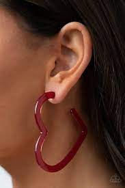 Be Adored Jewelry Heart-Throbbing Twinkle Red Hoop Earring