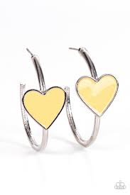 Be Adored Jewelry Kiss Up Yellow Paparazzi Hoop Earring