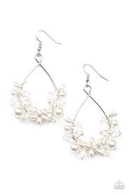 Be Adored Jewelry Marina Banquet White Paparazzi Earring