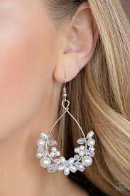 Be Adored Jewelry Marina Banquet White Paparazzi Earring