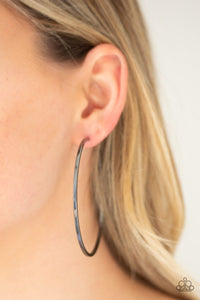 Paparazzi Accessories Perfect Shine - Black Hoop Earring - Be Adored Jewelry