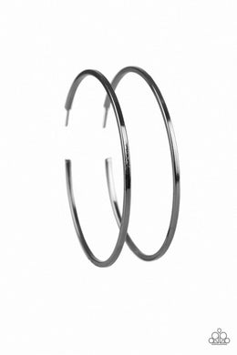 Paparazzi Accessories Perfect Shine - Black Hoop Earring - Be Adored Jewelry