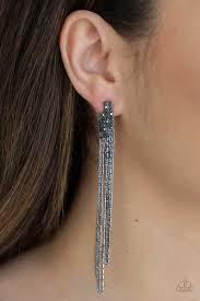 Be Adored Jewelry Radio Waves Black Paparazzi Earring
