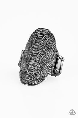 Paparazzi Accessories Record-Breaking Ripple - Black Ring - Be Adored Jewelry