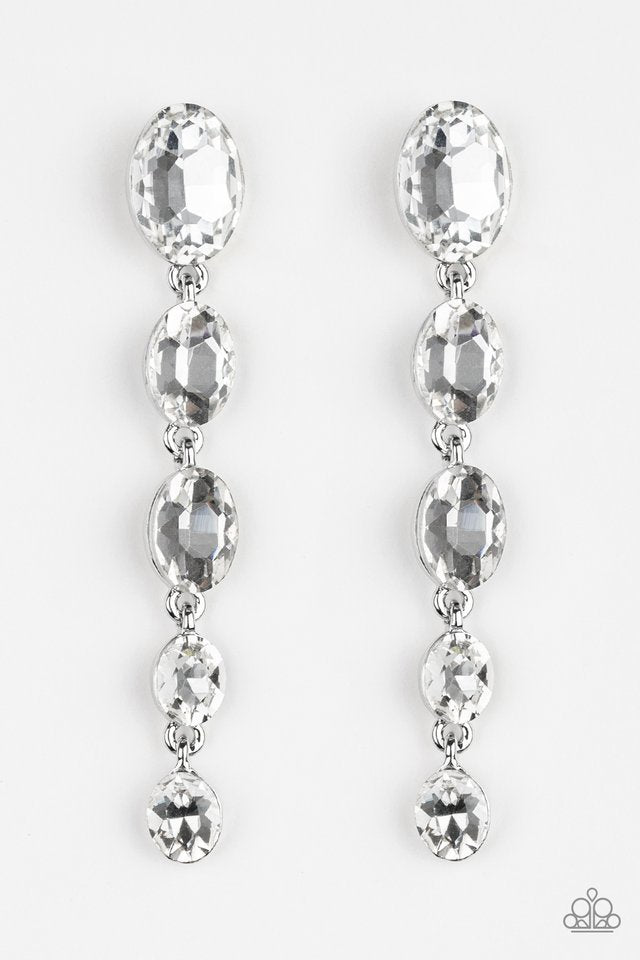 Paparazzi Accessories Red Carpet Radiance - White Rhinestones Earring - Be Adored Jewelry