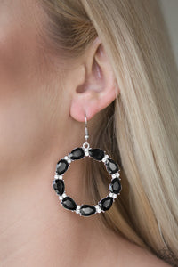 Paparazzi Accessories Ring Around The Rhinestones - Black Earring - Be Adored Jewelry