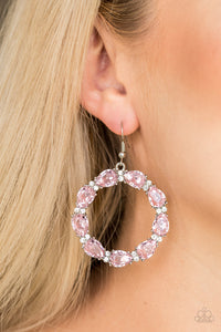 Paparazzi Accessories Ring Around The Rhinestones - Pink Earring - Be Adored Jewelry