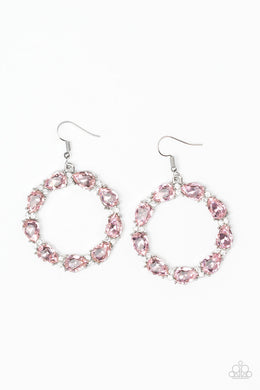 Paparazzi Accessories Ring Around The Rhinestones - Pink Earring - Be Adored Jewelry