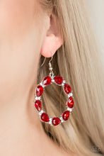 Load image into Gallery viewer, Paparazzi Accessories Ring Around The Rhinestones - Red Earring - Be Adored Jewelry