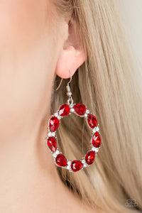 Paparazzi Accessories Ring Around The Rhinestones - Red Earring - Be Adored Jewelry