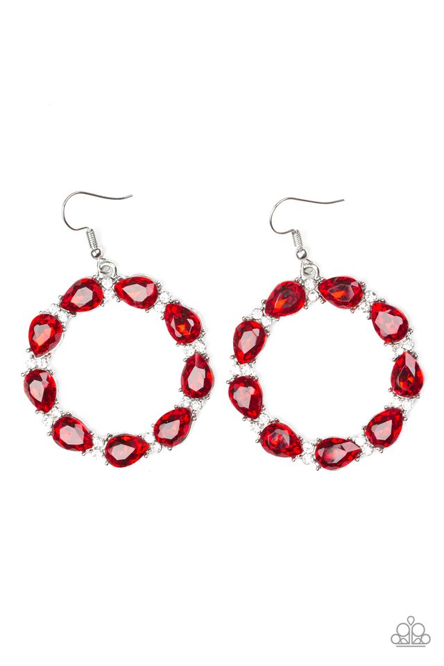 Paparazzi Accessories Ring Around The Rhinestones - Red Earring - Be Adored Jewelry