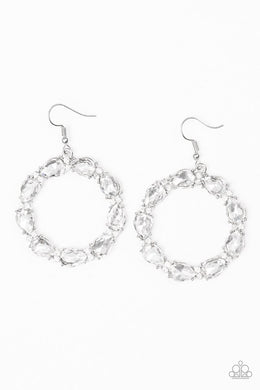 Paparazzi Accessories Ring Around The Rhinestones - White Earring - Be Adored Jewelry