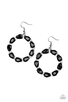Paparazzi Accessories Ring Around The Rhinestones - Black Earring - Be Adored Jewelry