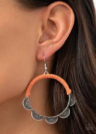 Be Adored Jewelry Tambourine Trends Orange Paparazzi Earring