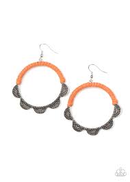 Be Adored Jewelry Tambourine Trends Orange Paparazzi Earring