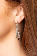 Load image into Gallery viewer, Be Adored Jewelry Twisted Tango Silver Paparazzi Hoop Earring