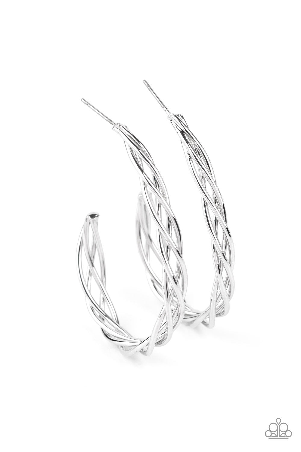 Be Adored Jewelry Twisted Tango Silver Paparazzi Hoop Earring